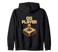 OG Player Retro Arcade Joystick Old School Gamer Zip Hoodie