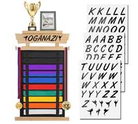 OGA 10 Belts Karate Belt Display Rack with Personalized Stickers, Taekwondo Belt Display Holder with Bamboo Trophy Rack, Felt Martial Arts Belts Display Holder for Taekwondo, Karate, BJJ Gifts
