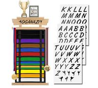 OGA 12 Belts Karate Belt Display Rack with Personalized Stickers, Taekwondo Belt Display Holder with Bamboo Trophy Rack, Felt Martial Arts Belts Display Holder for Taekwondo, Karate, BJJ Gifts