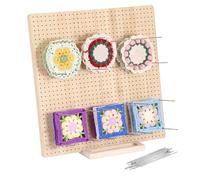 OGA 17x17 Inch Foldable Crochet Blocking Board, Wooden Knitting Blocking Mat with 30 Pcs Stainless Steel Pegs, Large Granny Square Blocking Board for Crocheting Knitting Projects Gifts