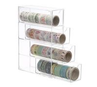 OGA Acrylic Washi Tape Organizer, Clear Washi Tape Storage Holder with 4 Sliding Drawers, Desk Accessories Display Caddy Craft Box, Washi Tape Dispenser for Scrapbooking Art Craft Supplies, 1 Pack
