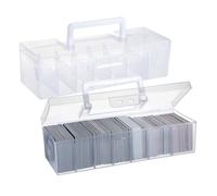 OGA Pack of 2 Playing Cards Boxes Transparent Trading Card Organiser Plastic Storage Box Sorting Box with 7 Compartments Card Boxes for Card Game, Small Parts, Data Cable, Office Supplies, Beads