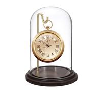 OGA Pocket Watch Stand Glass Bell with Wooden Base Glass Dome with Gold Hooks Small Display Case for Watches, Medals, Decorations Gift for Pocket Watch Collectors for Christmas, Birthdays