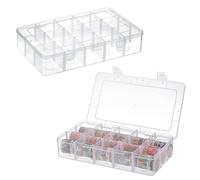 OGANAZI 2 Pack Plastic Bead Storage Boxes with 15 Compartments Clear Craft Boxes with Adjustable Dividers Organiser Boxes for Crafts, Screws, Jewelry, Washi Tape, Snack, Hair Accessories