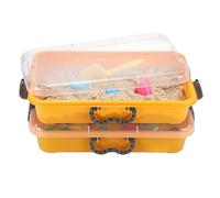 OGANAZI 2 Pack Portable Sand Trays with Lid Handles Plastic Sandbox, Orange | Sensory Bins Play Tray for Indoor Outdoor Sensory Activities, Kinetic Sand Box, Sand Pit with Lid, Magic Sand Tray