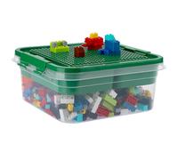 OGANAZI Plastic Building Block Bricks Storage Box, 24 * 24 * 11cm, Green