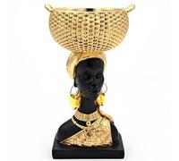 OGANGART African Statues for Home Decor,Sculptures Decorations for Living Room,African Lady Art Bust Figurines with Storage Tray,Aesthetic Ornament for Shelf and Tables, Décor Accents Gifts for Women