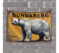 OGBD Bar Man Cave Decor Bundaberg Polar Bear Vintage Sign Tapestry Hanging Wall Decor Funny Bar Decor(75X100CM)