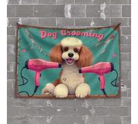 OGBD Bar Man Cave Decor Dog Grooming Tools: Scissors, Nail Clippers, Hair Dryers Tapestry Hanging Wall Decor Funny Bar Decor(100X150CM)