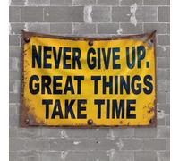 OGBD Beer Decor Never Give Up. Great Things Take Time. Tapestry Men Decor Wall Decor For Dorm Room(75X100CM)
