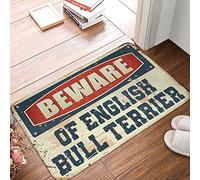 OGBD Fall Welcome Mats For Front Door Beware Of English Bull Terrier Rug Coffee Bar Decor Coffee Bar Decor(65X90CM)