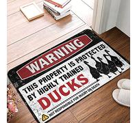 OGBD Front Entrance Decor Warning This Property Is Protected By A Highly Trained Duck Rug Door Mat Hello Fall Welcome Mats Outdoor(40X60CM)