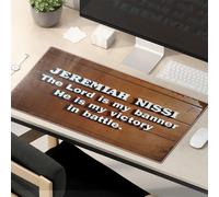 OGBD Funny Desk Accessories For Work Jeremiah Nissi: The Lord Is My Banner; He Is My Victory In Battle. Mouse Pad Cat Desk Accessories Mouse Pad