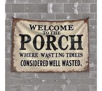 OGBD Funny Room Decor Welcome To The Porch Where Wasting Time Is Considered Well Wasted. Tapestry Bedroom Door Decor Room Door Decor(75X100CM)