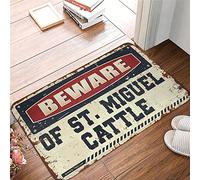 OGBD Funny Welcome Mats For Front Door Beware Of St. Miguel Cattle Rug Funny Entry Doormat Fall Rugs For Front Door(40X60CM)