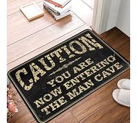 OGBD Funny Welcome Mats For Front Door Caution! You Are Now Entering The Man Cave Rug Funny Entry Doormat Fall Rugs For Front Door(50X80CM)
