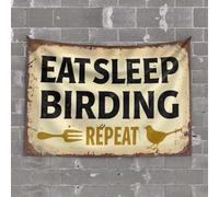 OGBD Hanging Decor Door Eats Sleep Birding Repeat. Tapestry Garden Gifts Patio Decor(100X150CM)