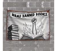OGBD Hanging Decor Door Read Banned Books: Stand Up! Tapestry Garden Gifts Patio Decor(100X150CM)