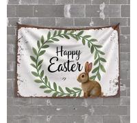 OGBD Man Cabe Decor Happy Easter With Bunny And Greenery Tapestry Room Door Decor Room Door Decor(75X100CM)