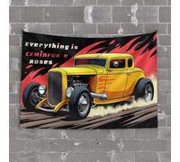 OGBD Man Cabe Decor Hot Rod Revival: Speed, Style, And Fireworks! Tapestry Room Door Decor Room Door Decor(75X100CM)