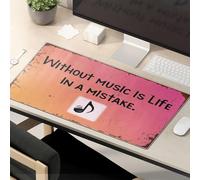 OGBD Mouse Pad Funny Work Without Music, Life Is A Mistake. Mouse Pad Large Desk Mat Desk Pads