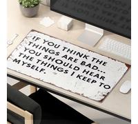 OGBD Mouse Pad Work Funny If You Think The Things Are Bad Mouse Pad Cat Desk Accessories Desk Pads