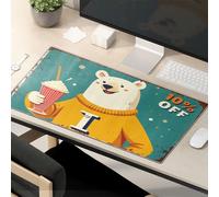 OGBD Mouse Pad Work Funny Polar Bear Holding A Milkshake Written On It. Mouse Pad Computer Mat For Desk Large Mousepad