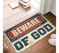 OGBD Retro Rugs Beware Of God Rug Cool Door Mat Outside Mats For Front Door(40X60CM)