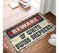 OGBD Retro Rugs Beware Of White Swiss Shepherd Doormat Cool Door Mat Outside Mats For Front Door(50X80CM)