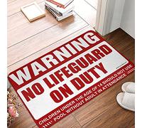 OGBD Rustic Bathroom Rugs Warning No Lifeguard On Duty Rug Basement Decor Funny Patio Decor(50X80CM)