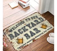 OGBD Rustic Bathroom Rugs Welcome To Our Backyard Bar Proudly Serving Whateve You Bring Rug Basement Decor Funny Patio Decor(65X90CM)