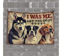 OGBD Tapestry For Bedroom Aesthetic Three Dogs With The Text 'I Was Me, Let The Gout'. Tapestry Small Wall Tapestry Room Decor(75X100CM)