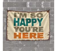 OGBD Vintage Decor I'M So Happy You'Re Here. Tapestry Beer Decor Earthy Room Decor(100X150CM)