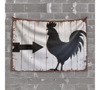 OGBD Vintage Decor Rooster Pointing To The Left. Tapestry Beer Decor Earthy Room Decor(75X100CM)