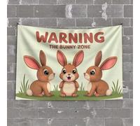 OGBD Vintage Decor Warning: The Bunny Zone Tapestry Beer Decor Earthy Room Decor(75X100CM)