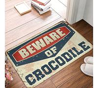 OGBD Welcome Mats Outdoor Large Beware Of Crocodile Rug Large Bath Mat Man Cave Decor(40X60CM)