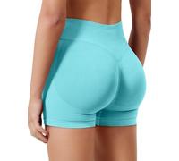 OGBK Women's Sport Shorts High Waisted Seamless Scrunch Ruched Bum Lifting Activewear Shorts Summer Tummy Control Yoga Gym Workout Running Shorts(Pale Blue-A1,M)