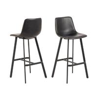 ogden matt black leather bar chairs in pair