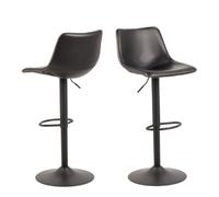 ogden matt black leather bar stools in pair