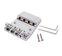 Ogdni Bass Guitar Bridge 4 String, Chrome Hardtail Saddle Bridge with Tool Set for Bass Guitar Parts, Professional Installation Hardware