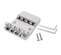 Ogdni Bass Guitar Bridge 4 String with Tool Set Hardtail Saddle Bridge for Bass Guitar Parts (Chrome)