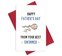 Ogeby Rude Father’s Day Card Gifts from Daughter Son, Funny Father’s Day Card Gift for Dad, Happy Father’s Day from Your Best Swimmer