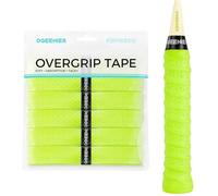 Ogeenier Badminton Racket Grip Tape, 6 Pack Extra-Long Tacky PU Overgrip | Tacky PU Badminton Overgrip, 6 Pre-Cut Extra-Long Grips with Finishing Tape, Perforated, for Tennis, Padel & Squash