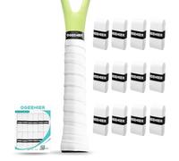 Ogeenier Tennis Racket Grip Tape,12 Pack Sweat Absorbing Overgrip | 10 Colors, Tacky, Extra-long, Soft&Comfort PU, Works on Pickleball/Badminton/Squash, Pre-cut, Wraps in Under a Minute