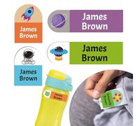 Ogelz Personalized Name Labels for Kids Custom Stcikers Washable Clothes Gear 0.7"X2.4" 18PCS and 0.9"X1.2" 38PCS Non Iron Waterproof Daycare Toddlers School Supply Water Bottle (Astronaut)