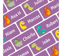 Ogelz Personalized Name Labels for Kids Custom Stcikers Washable for Clothes and Gear Non Iron Waterproof for Kids Stuff Daycare Toddlers School Supplies Water Bottle Camp (Dino Purple)