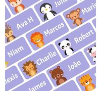 Ogelz Personalized Name Labels for Kids Custom Stcikers Washable for Clothes and Gear Non Iron Waterproof for Kids Stuff Daycare Toddlers School Supplies Water Bottle Camp (Animal Purple)