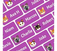 Ogelz Personalized Name Labels for Kids Custom Stcikers Washable for Clothes No-Iron Size 1.2”X0.5” Waterproof Self-Adhesive Labels for Daycare Toddlers School Kids Stuff Parents (Cat Purple)