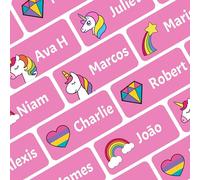 Ogelz Personalized Name Labels for Kids Custom Stcikers Washable for Clothes No-Iron Size 1.2”X0.5” Waterproof Self-Adhesive Labels for Daycare Toddlers School Kids Stuff Parents (Uni-Pink)
