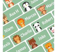 Ogelz Personalized Name Labels for Kids Custom Stcikers Washable for Clothes No-Iron Size 1.2”X0.5” Waterproof Self-Adhesive Labels for Daycare Toddlers School Kids Stuff Parents (Zoo Style Green)